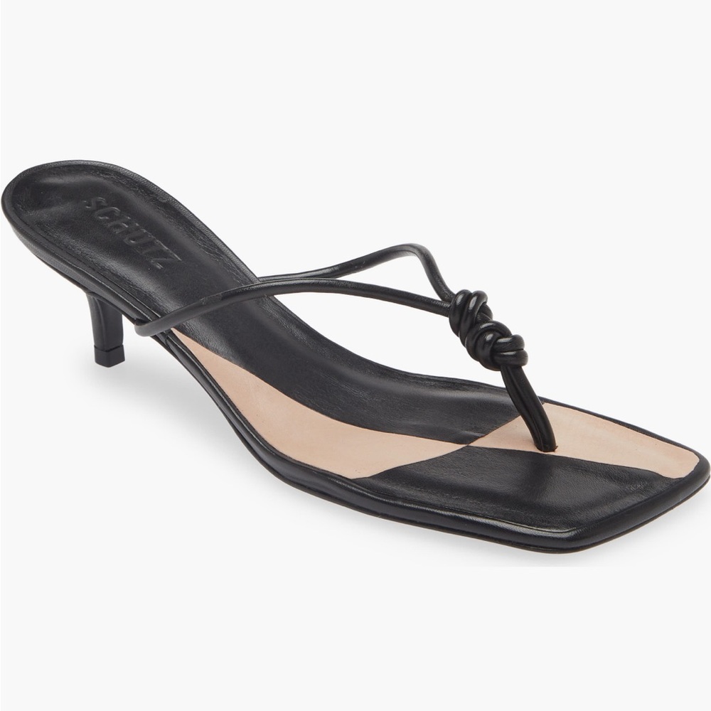 ISO- SCHUTZ Poppy Mid Heeled Sandals New in Box Size 7.5 Black Leather